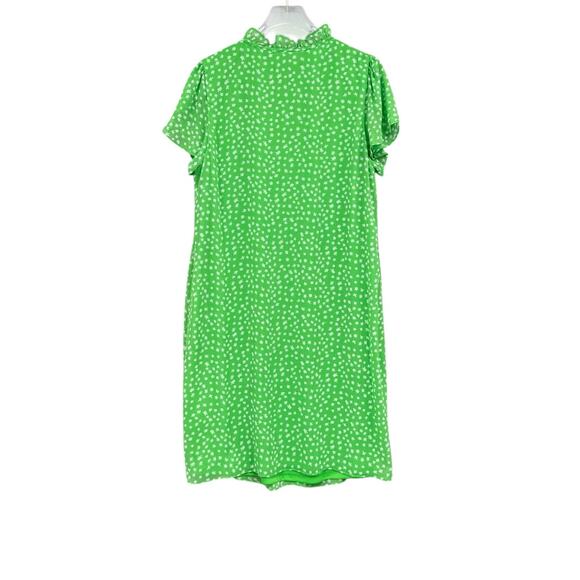 DKNY Green And White Short Flutter Sleeve Flowy Floral Shift Dress - Picture 8 of 11